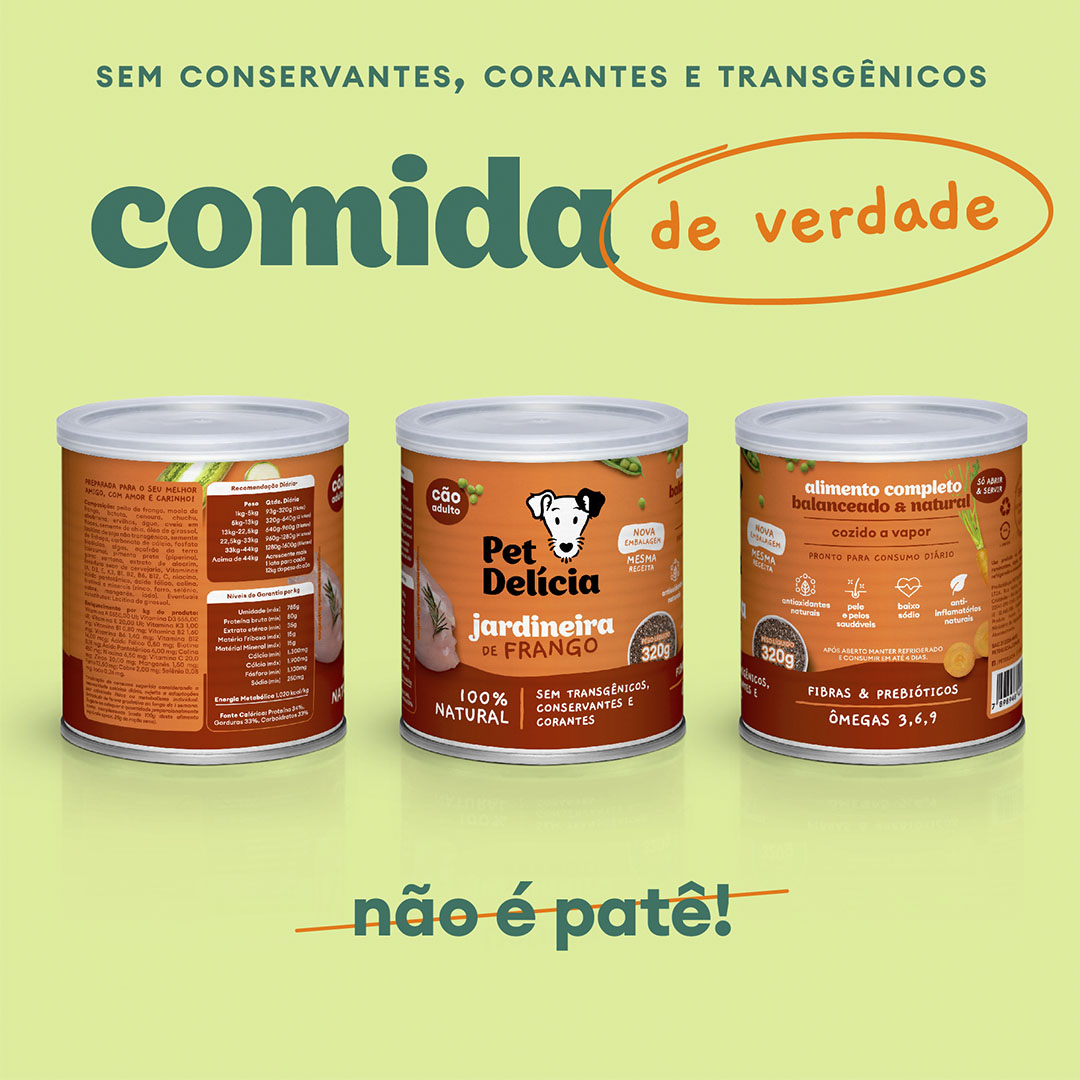 Ração Pet Delícia Lata para Cães Adultos Jardineira de Frango 320g