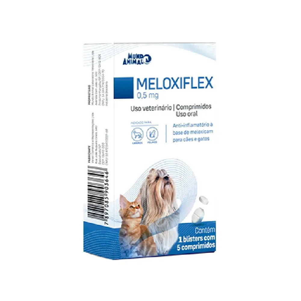 Meloxiflex 0,5mg para Cães e Gatos 5 Comprimidos Mundo Animal