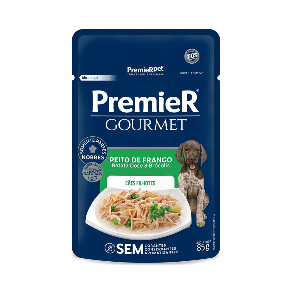 Premier Gourmet para Cães Filhotes Peito de Frango, Batata Doce e Brócolis 85g