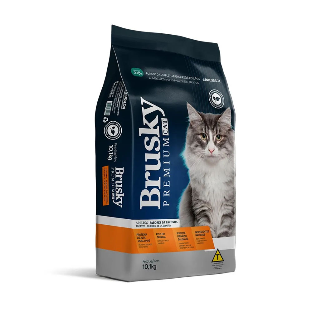 Ração Brusky para Gatos Adultos Sabores da Fazenda 10,1Kg