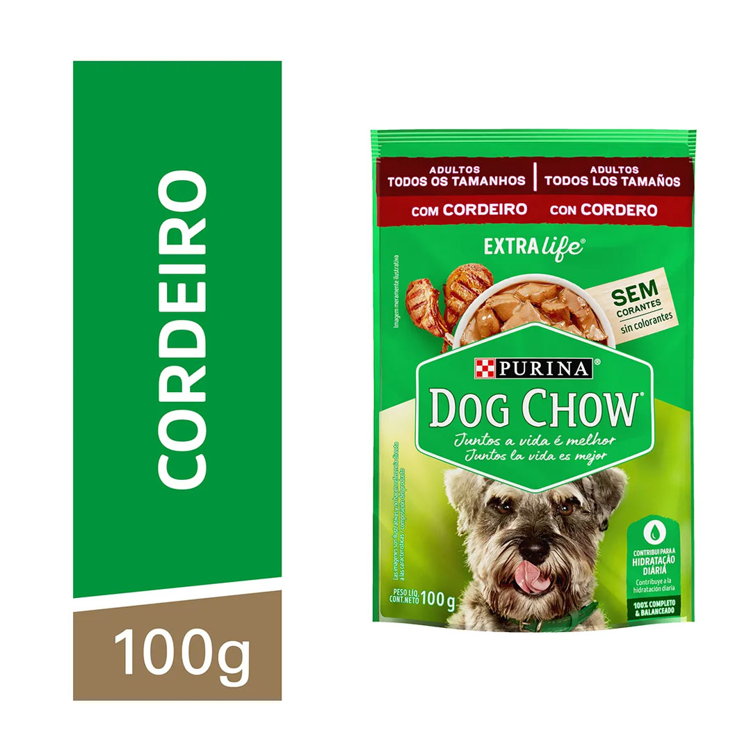 Ração Úmida Dog Chow para Cães Adultos Sabor Cordeiro 100g