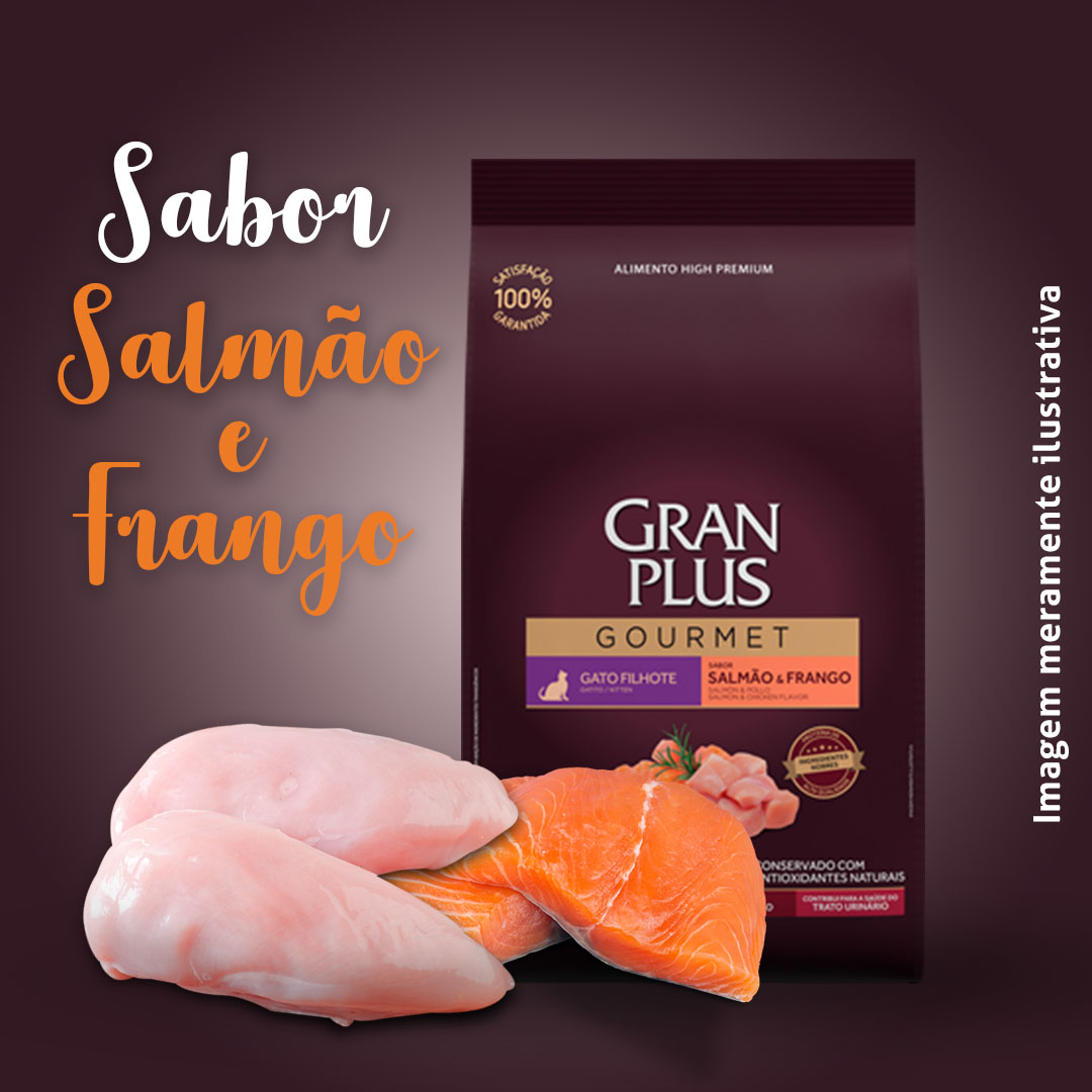 Ração GranPlus Gourmet para Gatos Filhotes Sabor Salmão e Frango 10,1Kg