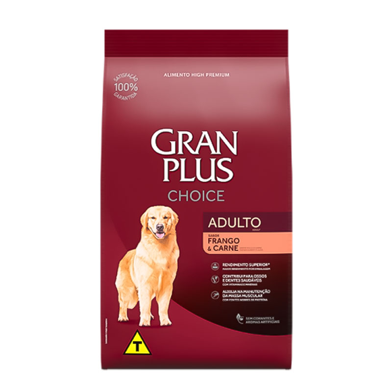 Ração GranPlus Choice para Cães Adultos de Todos os Portes Sabor Frango e Carne 10,1Kg