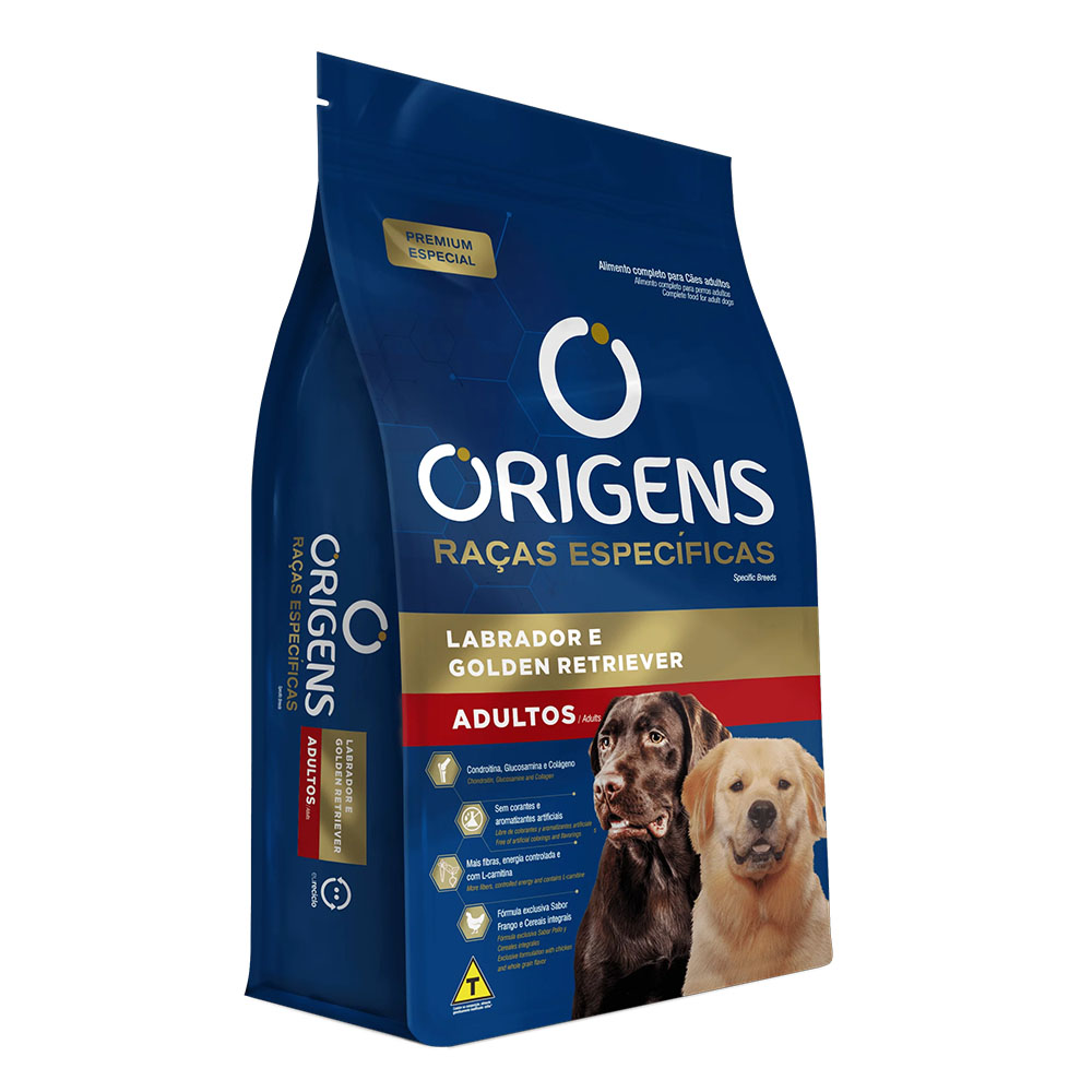 Ração Origens Raças Específicas para Cães Adultos Labrador e Golden Retriever 15Kg Adimax