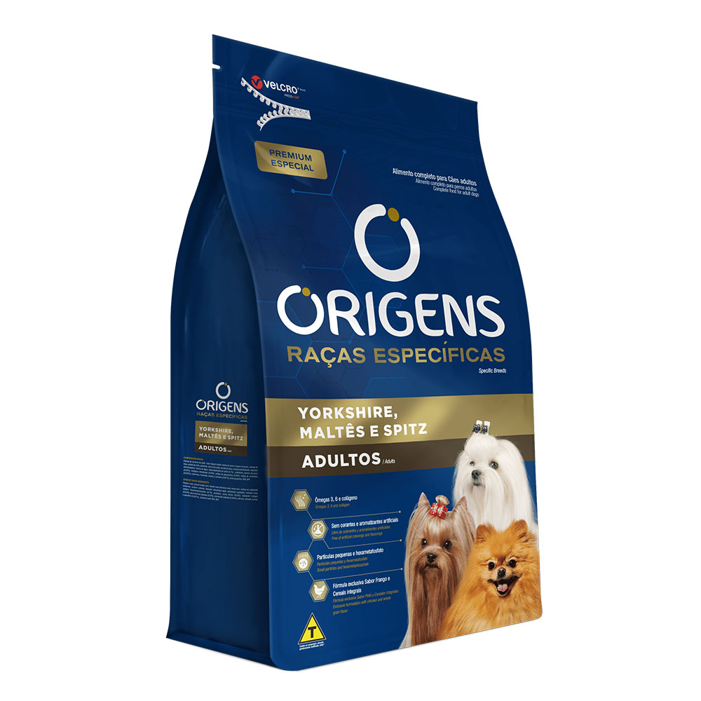 Ração Origens Raças Específicas para Cães Adultos Yorkshire, Maltês e Spitz 10,1kg Adimax