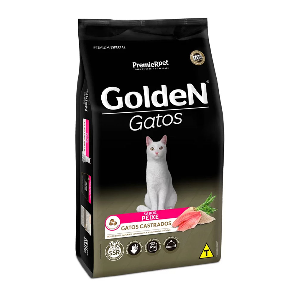 Ração Golden para Gatos Castrados Sabor Peixe 3Kg