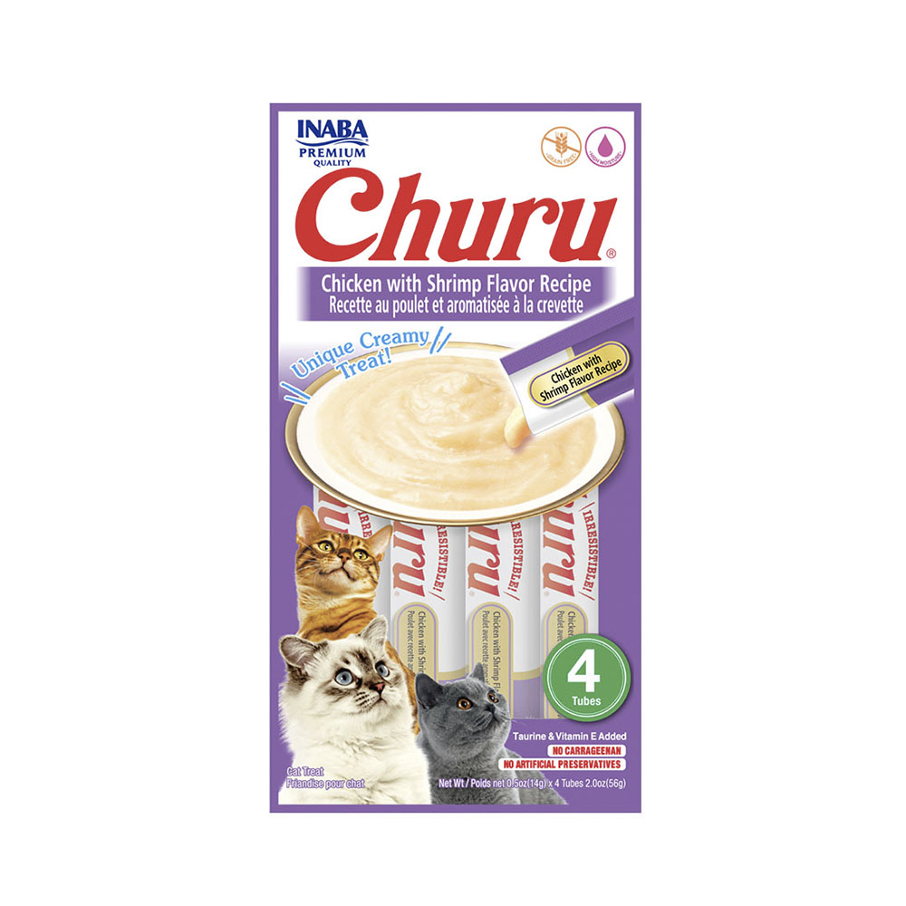 Petisco Churu para Gatos Sabor Frango com Aroma de Camarão 56g