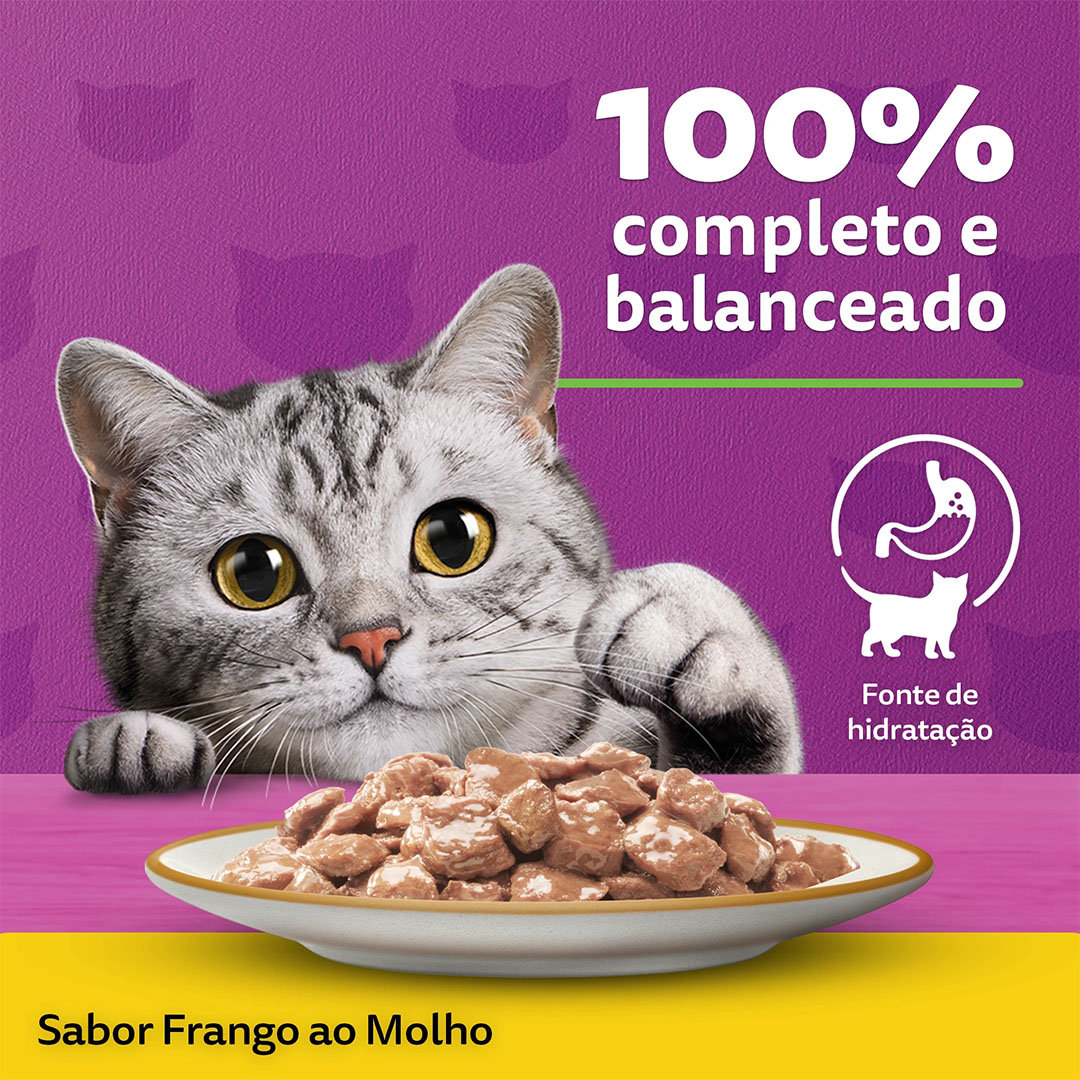 Ração Úmida Whiskas para Gatos Adultos Sabor Frango 85g