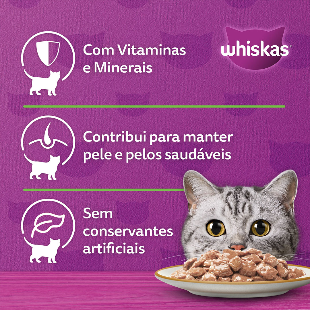 Ração Úmida Whiskas para Gatos Adultos Sabor Frango 85g