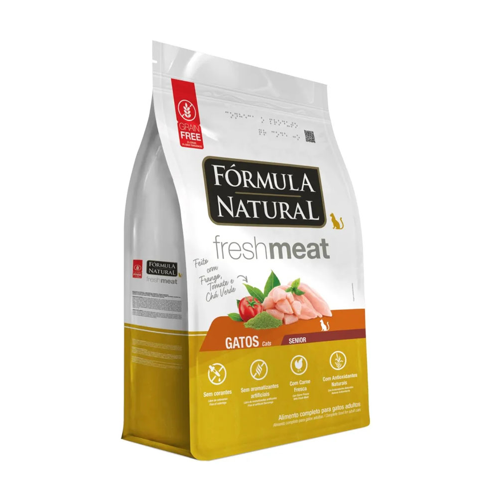 Ração Fórmula Natural Fresh Meat para Gatos Sênior Sabor Frango, Tomate e Chá Verde 1Kg Adimax
