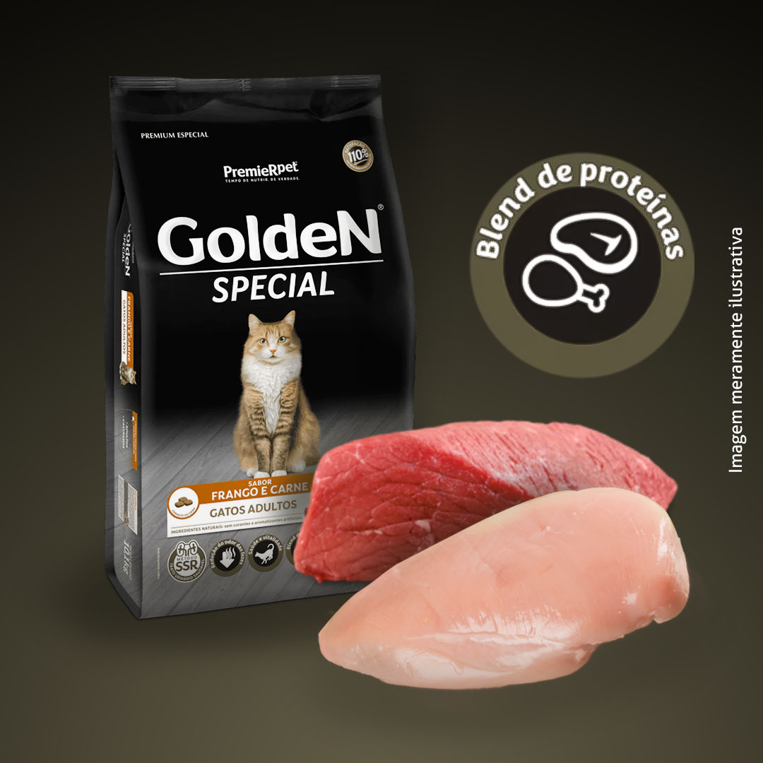 Ração Golden Special para Gatos Adultos Sabor Frango e Carne 10,1Kg
