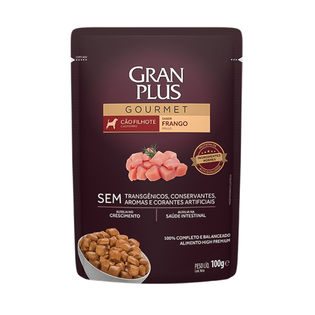 Ração Úmida GranPlus Gourmet para Cães Filhotes 100g Sabor Frango