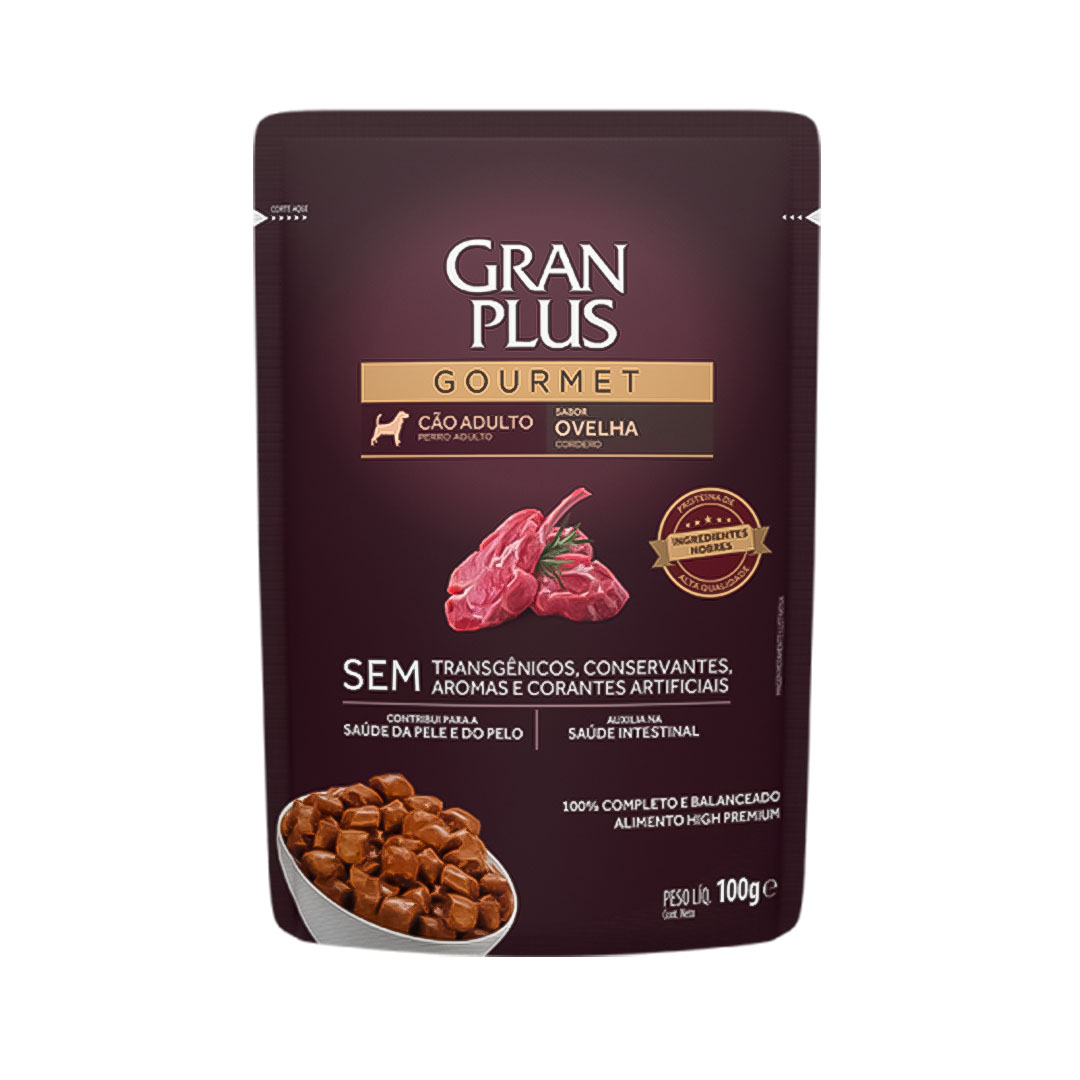 Ração Úmida GranPlus Gourmet para Cães Adultos Sabor Ovelha 100g