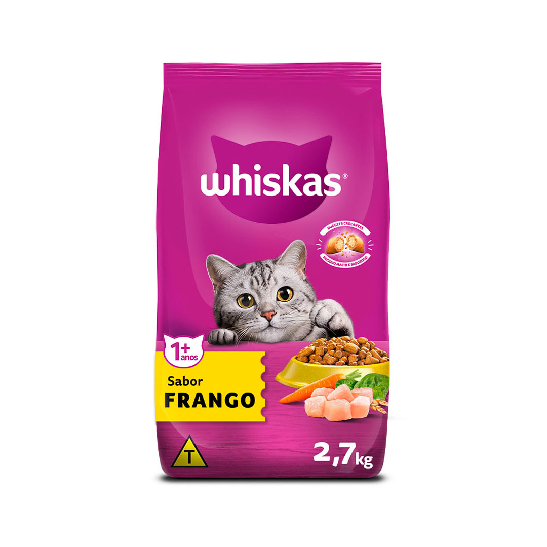 Ração Whiskas para Gatos Adultos Sabor Frango 2,7Kg