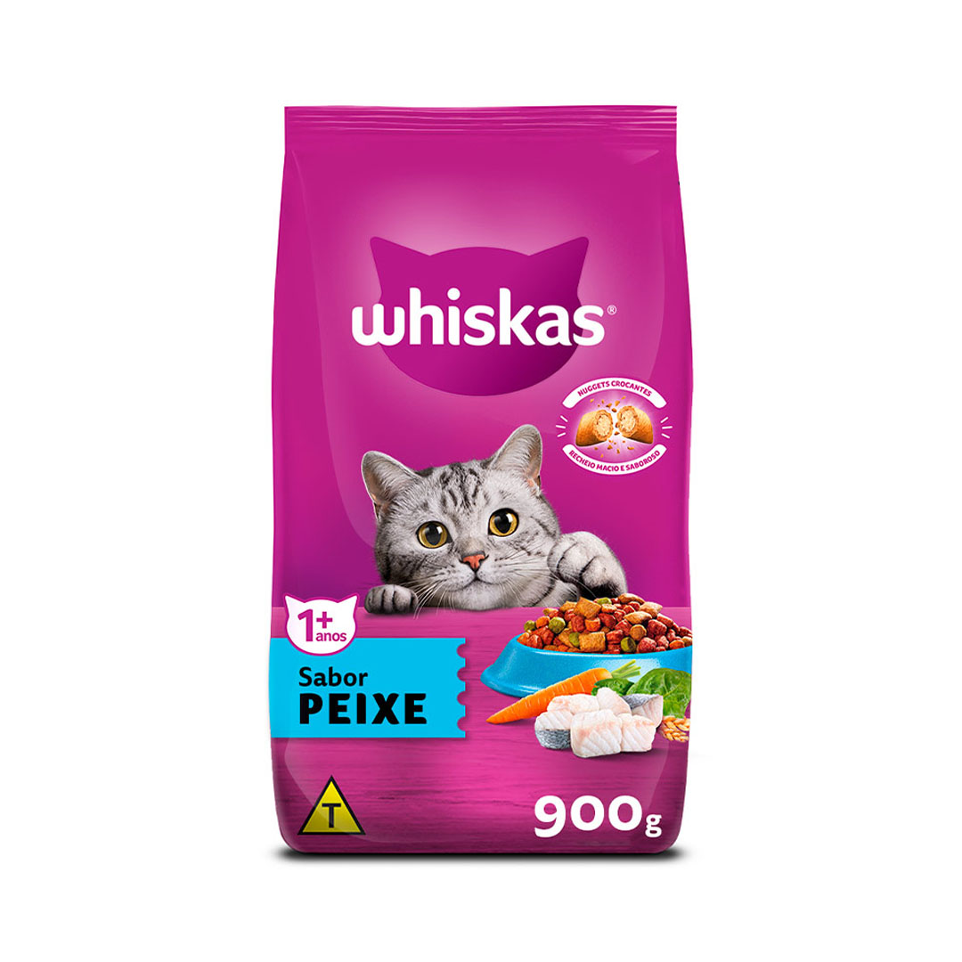 Ração Whiskas para Gatos Adultos Sabor Peixe 900g