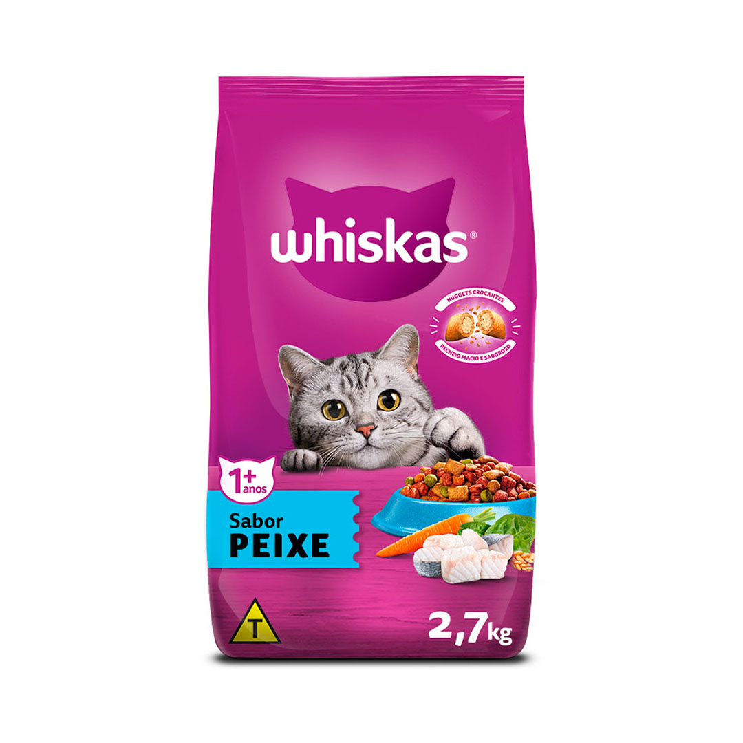 Ração Whiskas para Gatos Adultos Sabor Peixe 2,7Kg