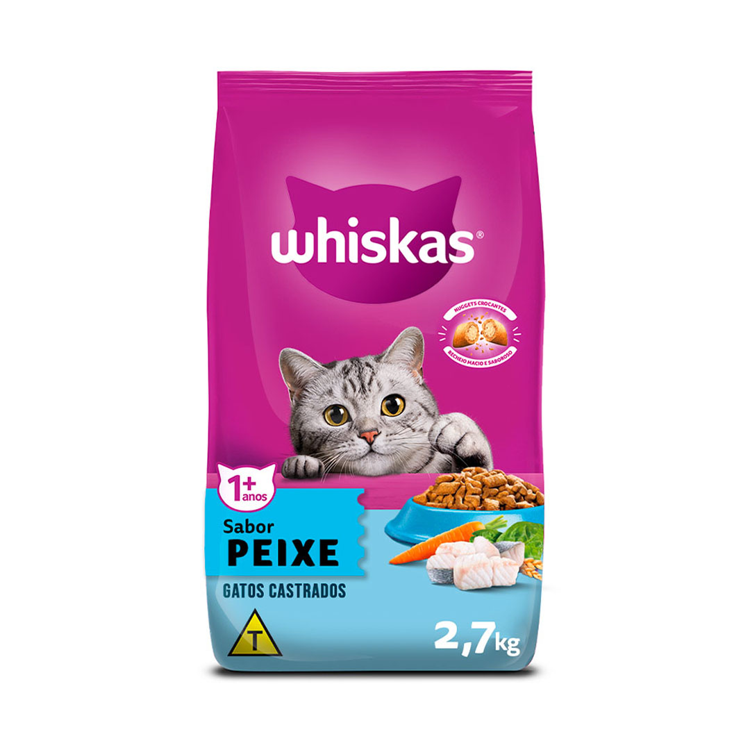 Ração Whiskas para Gatos Castrados Sabor Peixe 2,7Kg