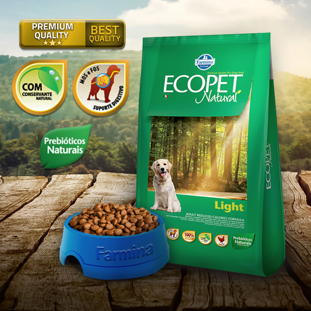 Ração Farmina Ecopet Natural Light para Cães Adultos 15Kg