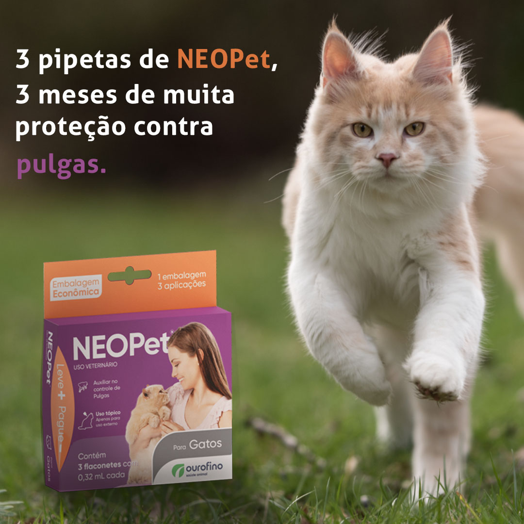 Antipulgas Neopet para Gatos 0,32ml 3 Pipetas Ourofino