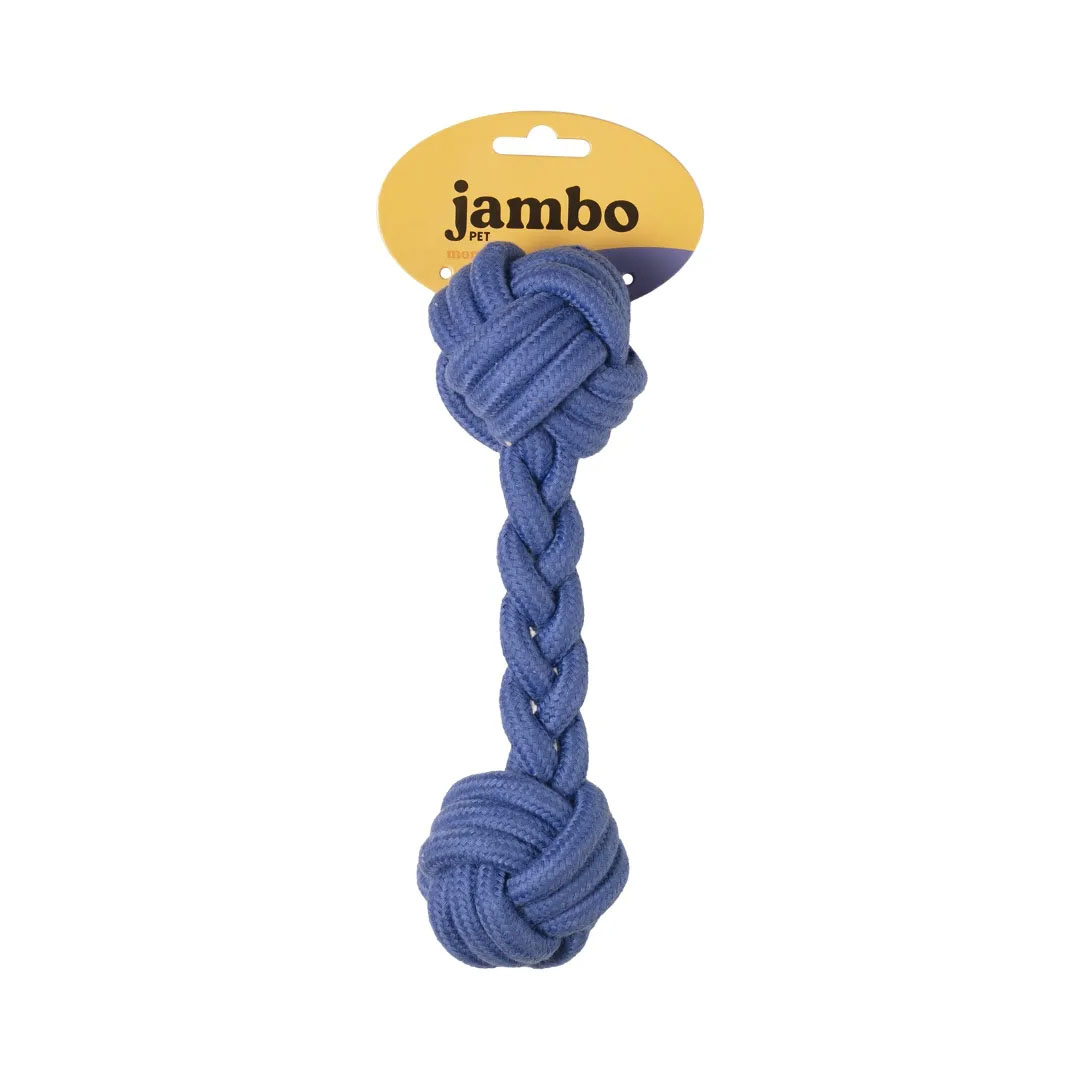 Brinquedo Mordedor Corda Osso Azul Kelev para Cães Jambo Pet
