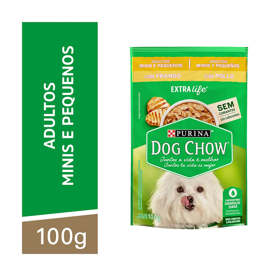 Ração Úmida Dog Chow para Cães Adultos de Raças Pequenas Sabor Frango 100g