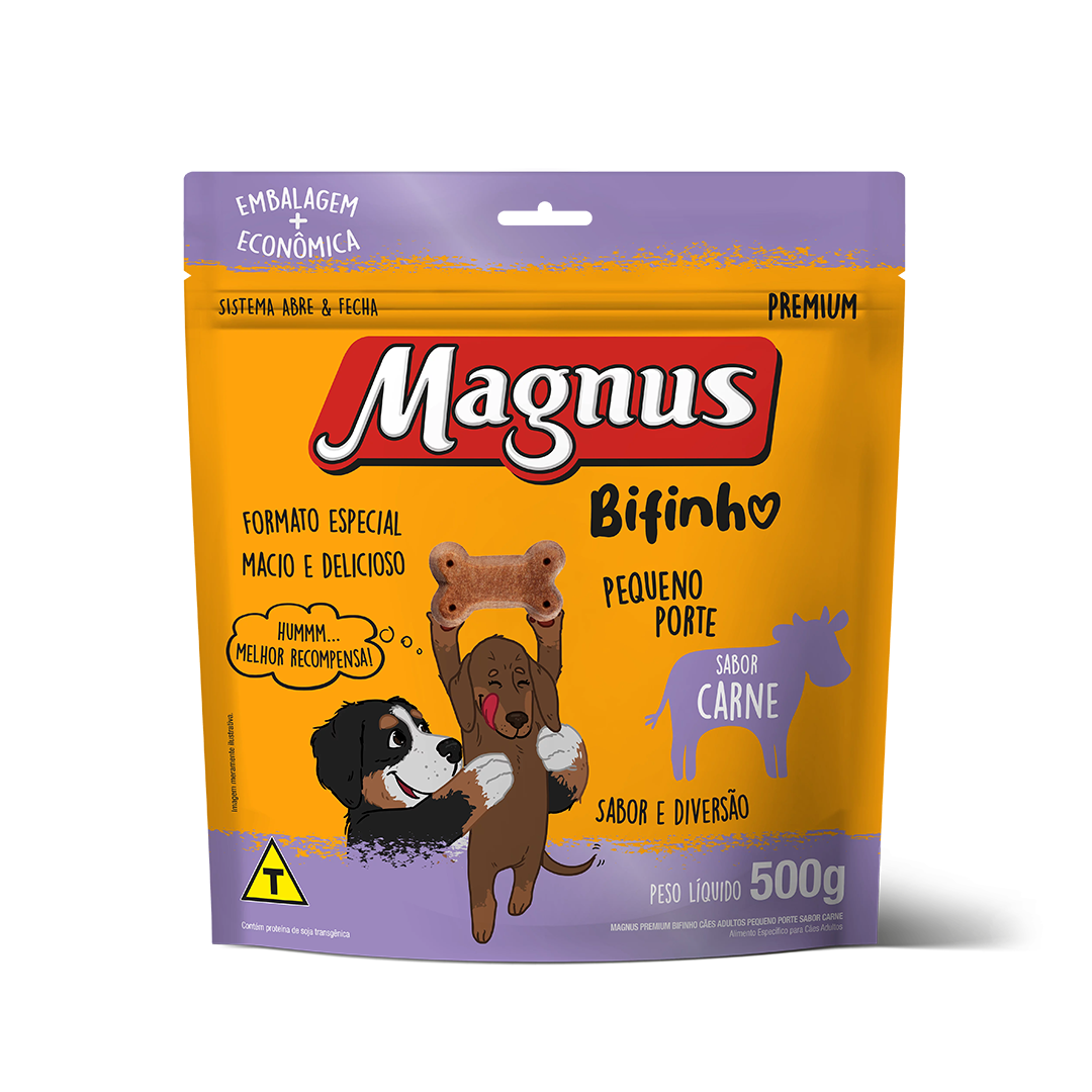 Bifinho Magnus para Cães Adultos de Porte Pequeno Sabor Carne 500g Adimax